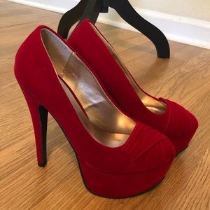 Red Suede Pumps